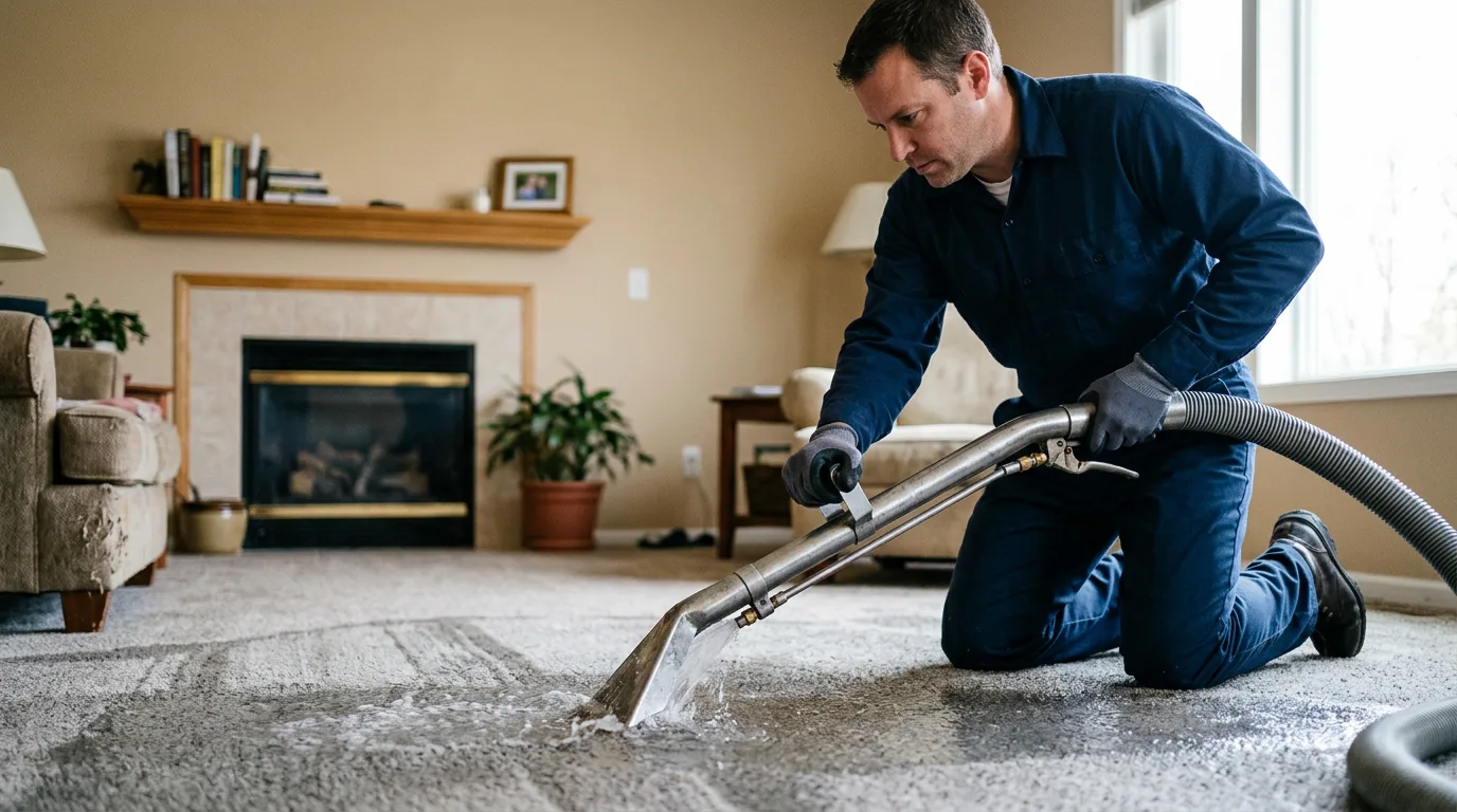 Water damage restoration technician working near North Palm Springs, CA